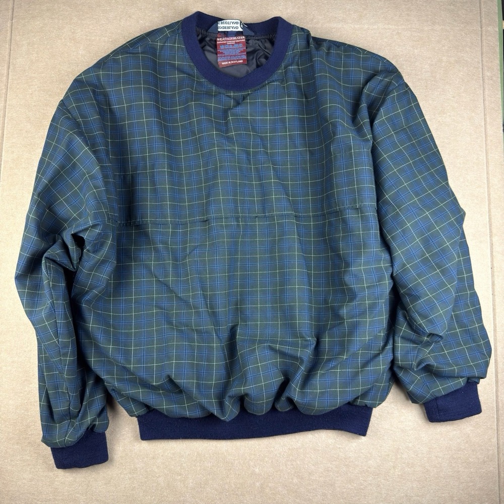 Vintage Sunderland of Scotland Men's XL Green Plaid Pullover Jacket Rainwear